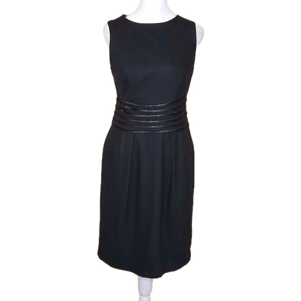 Banana Republic Black Sheath Dress Women's 6 Wool Blend Sleeveless Quiet Luxury